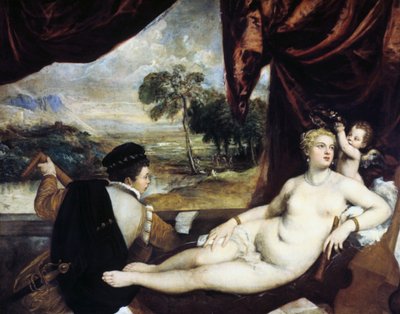 Vênus e o alaúde, c1565-1570 de Tiziano Vecelli