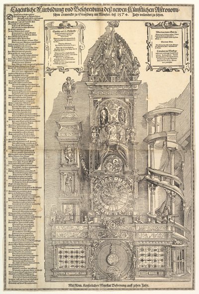 Relógio astronômico na Catedral de Estrasburgo, 1574. de Tobias Stimmer