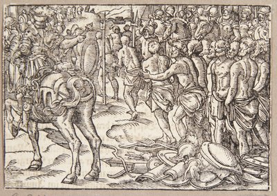 Cincinnatus ordena que o aequi passe sob o jugo de Tobias Stimmer