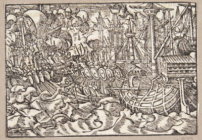 Gaius Duillius ganha uma batalha naval contra os cartagineses de Tobias Stimmer
