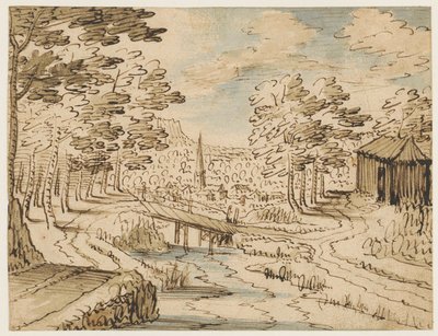 Paisagem com ponte de Tobias Verhaecht (circle of)
