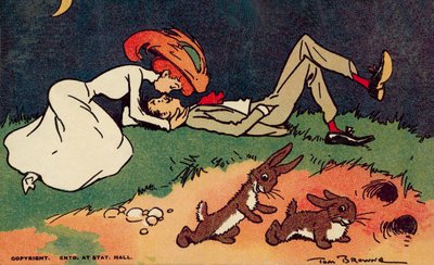 Casal a beijar-se (litografia a cores) de Tom Browne