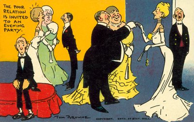 A relação pobre é convidada para uma festa à noite (chromolitho) de Tom Browne
