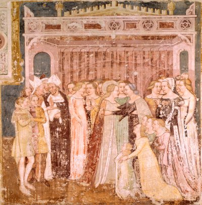 O adeus, detalhe da Lenda de Santa Úrsula de Tommaso da Modena (1326-1379), fresco, Igreja de Santa Caterina, Treviso de Tomaso da (late 15th century) Modena