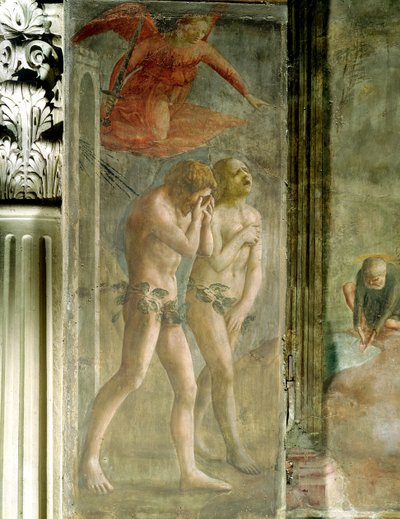 Adão e Eva banidos do Paraíso, c.1427 (pré-restauração) (ver também 30029 e 428037) de Tommaso Masaccio