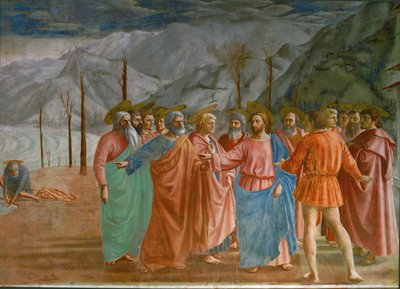 Jesus, São Pedro e o cobrador de impostos (fresco) de Tommaso Masaccio