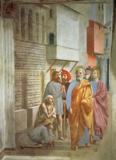 São Pedro Cura Com Sua Sombra, c.1427 de Tommaso Masaccio