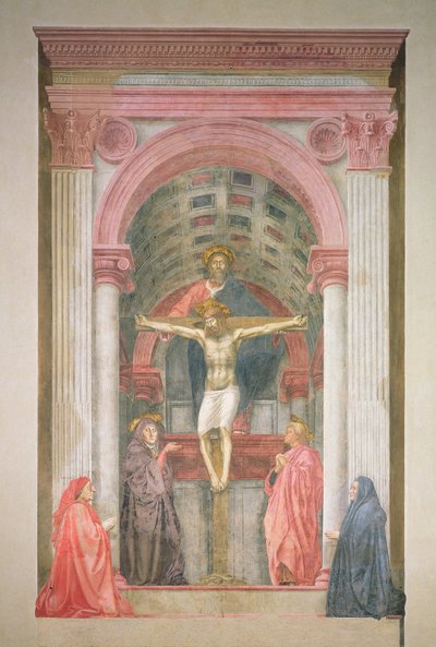 A Trindade, 1427-28 (pós restauração) (detalhe) de Tommaso Masaccio