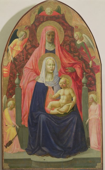 Virgem e Criança com Santa Ana, 1424 (têmpera no painel) de Tommaso Masaccio