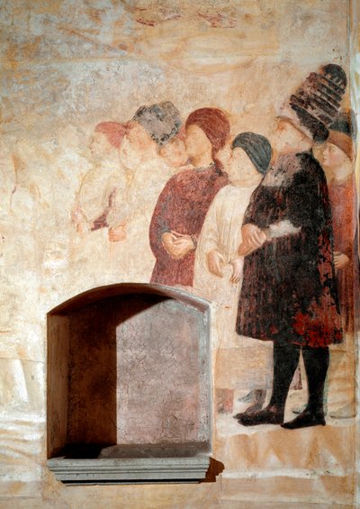 Episódio da vida de São João Batista: um grupo de homens - de Tommaso Masolino da Panicale