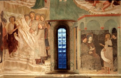 Episódio da vida de São João Batista: a predicação de São João Batista no deserto e São João Batista diante de um Herodes - de Tommaso Masolino da Panicale