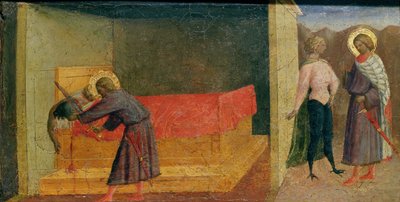São Juliano, o Hospitaleiro, matando sua mãe e seu pai de Tommaso Masolino da Panicale