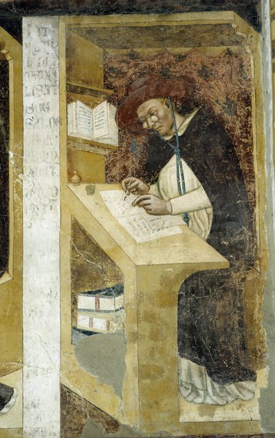 Cardeal Hugues de Provence - O retrato mais antigo conhecido de uma personagem vestindo lorgnons de Tommaso da Modena Barisino or Rabisino