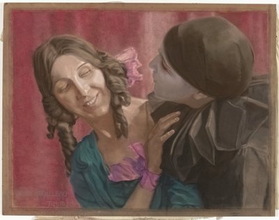Bailarinas Lili Green (esquerda) e Margaret Walker (direita, como pierrot) coreografadas com música de La Valse de Chopin de Ton Blom