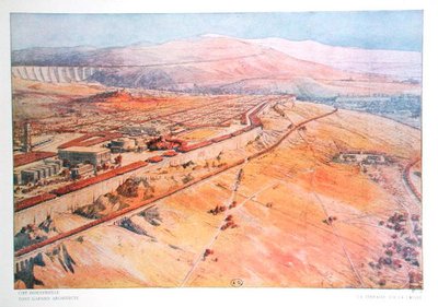 Um terraço com vista para um vale, desenhado por Tony Garnier (1869-1948) da 
