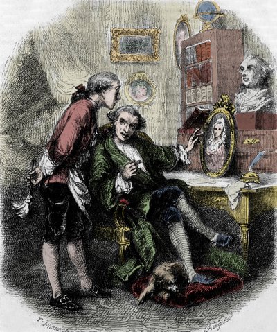 Ilustração de "Journey around my room" (1794) de Xavier de Maistre. Ilustração de Tony Johannot de Tony Johannot