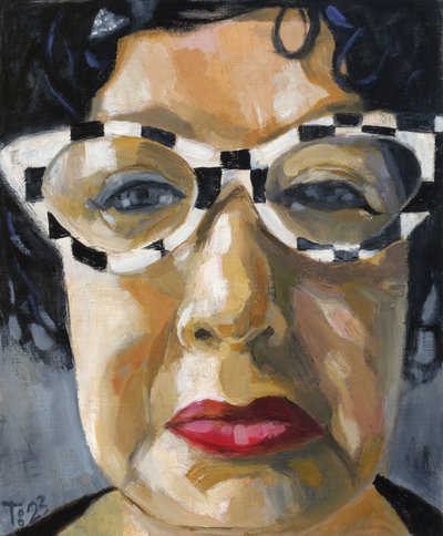 Retrato com óculos xadrez de Tore Bahnson