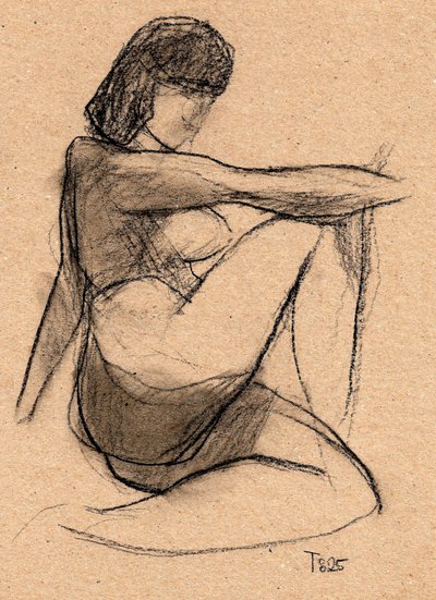 Esboço de uma figura contemplativa de Tore Bahnson