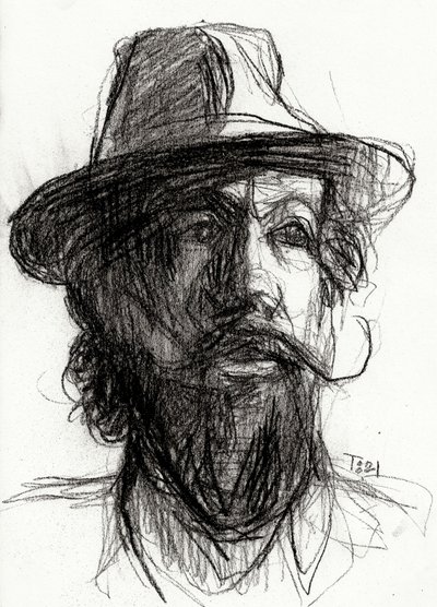 Retrato intenso de um homem barbudo de Tore Bahnson