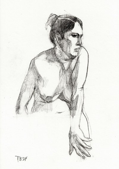Figura feminina pensativa de Tore Bahnson