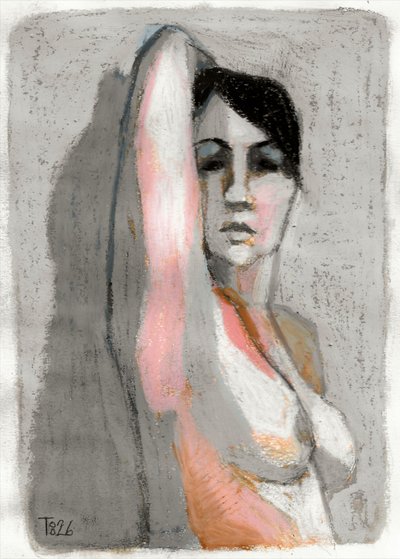 Desenho de uma figura pensativa de Tore Bahnson