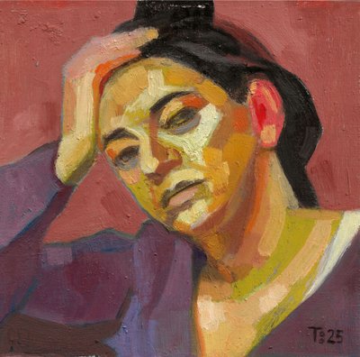 Retrato de uma mulher pensativa de Tore Bahnson