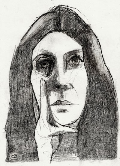 Retrato de uma mulher pensativa de Tore Bahnson