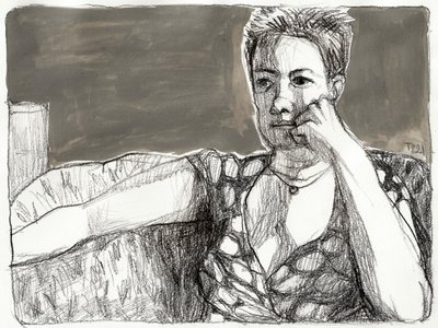 Retrato de uma mulher pensativa de Tore Bahnson