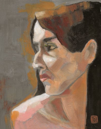 Perfil de uma mulher pensativa de Tore Bahnson