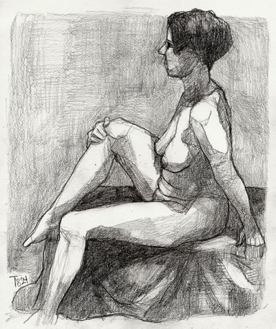 Esboço de uma figura nua sentada de Tore Bahnson
