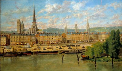 Le port de Rouen Painting by Torello Ancillotti (1843-1899) 1878 Sun. 0,36x0,62 m Rouen, musee des Beaux Arts - O Porto de Rouen. Pintura de Torello Ancillotti (1843-1899) de Torello Ancillotti