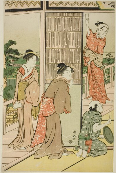 Uma festa nos bairros de prazer de Shinagawa de Torii Kiyonaga