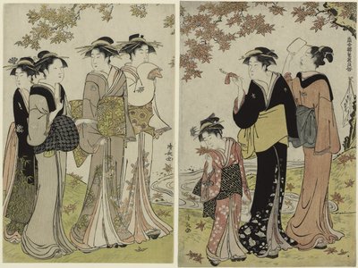 Beauties Under a Maple Tree, da série "A Collection of Contemporary Beauties of the Pleasure Quarters de Torii Kiyonaga