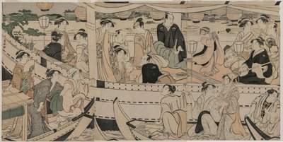 Passeio de barco no rio Sumida de Torii Kiyonaga