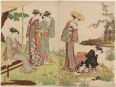 Por uma lagoa de íris de Torii Kiyonaga