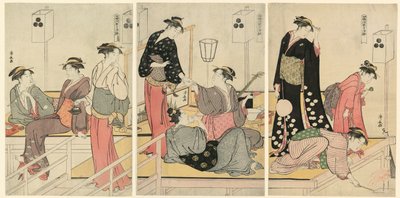 Refrescar-se à noite em Shijogawara de Torii Kiyonaga