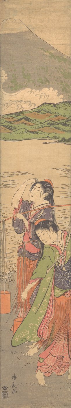 Dança das Donzelas da Praia, final do século XVIII. de Torii Kiyonaga