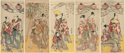 Onze Atores Celebrando o Festival do Santuário dos Irmãos Soga de Torii Kiyonaga