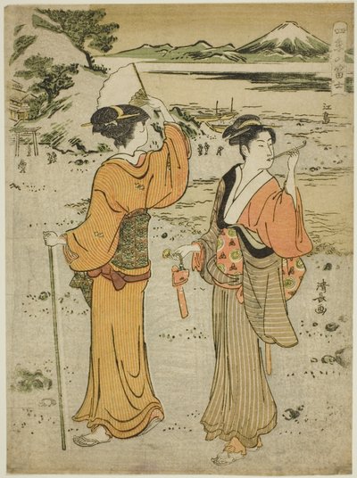 Enoshima, da série "Monte Fuji nas Quatro Estações (Shiki no Fuji)" de Torii Kiyonaga