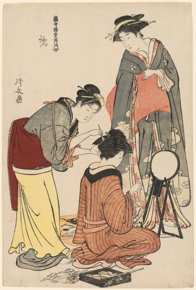 Animadores do Tachibana, da série "A Collection of Contemporary Beauties of the Pleasure Quarters (Tosei yuri bijin awase)" de Torii Kiyonaga