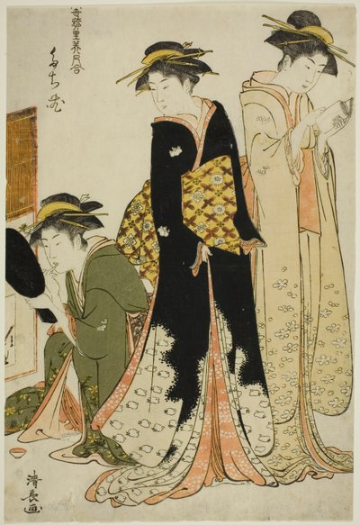 Animadores do Tachibana, da série "A Collection of Contemporary Beauties of the Pleasure Quarters (Tosei yuri bijin awase)" de Torii Kiyonaga