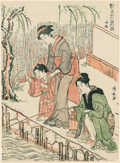Fishing, da série "A Set of Ten Beauties in Flowerlike Styles (Enshoku hana fuzoku ju awase)" de Torii Kiyonaga
