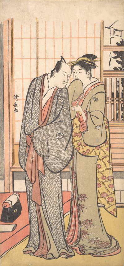 Ichikawa Yaozo III com uma dama, ca. 1785. de Torii Kiyonaga