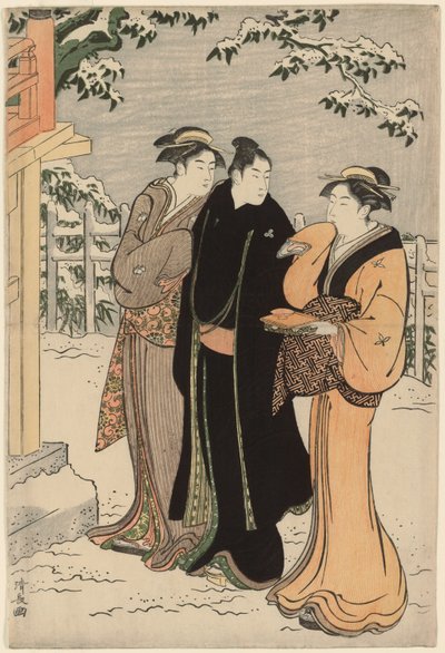 Matsuchi Hill após a queda de neve de Torii Kiyonaga