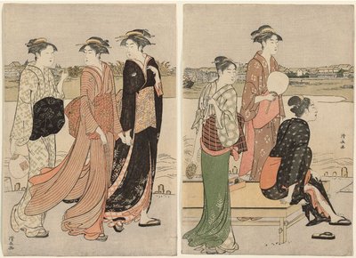 Crepúsculo de verão nas margens do rio Sumida de Torii Kiyonaga