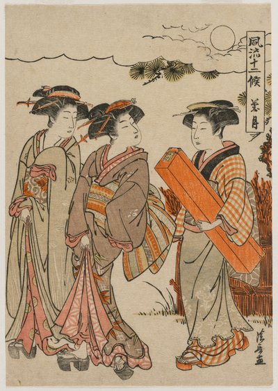 O oitavo mês da série Apresentações da moda dos doze meses, 1779. de Torii Kiyonaga