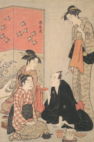 O ator Kabuki Sawamura Sojuro III e cortesãs, ca. 1783-84. de Torii Kiyonaga
