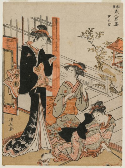 Três mulheres da série Uma Breve Coleção de Belezas Japonesas, 1781. de Torii Kiyonaga