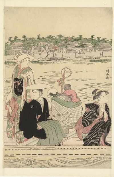Ferry no rio Sumida de Torii Kiyonaga