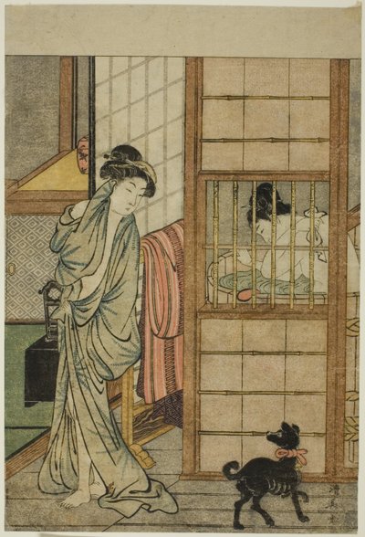 Mulher depois de um banho, de "Comparação de belezas sedutoras (Irokurabe enpu sugata)" de Torii Kiyonaga